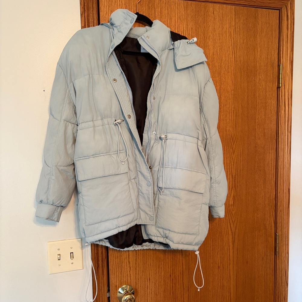 Princess Polly Sky Blue Puffer Jacket